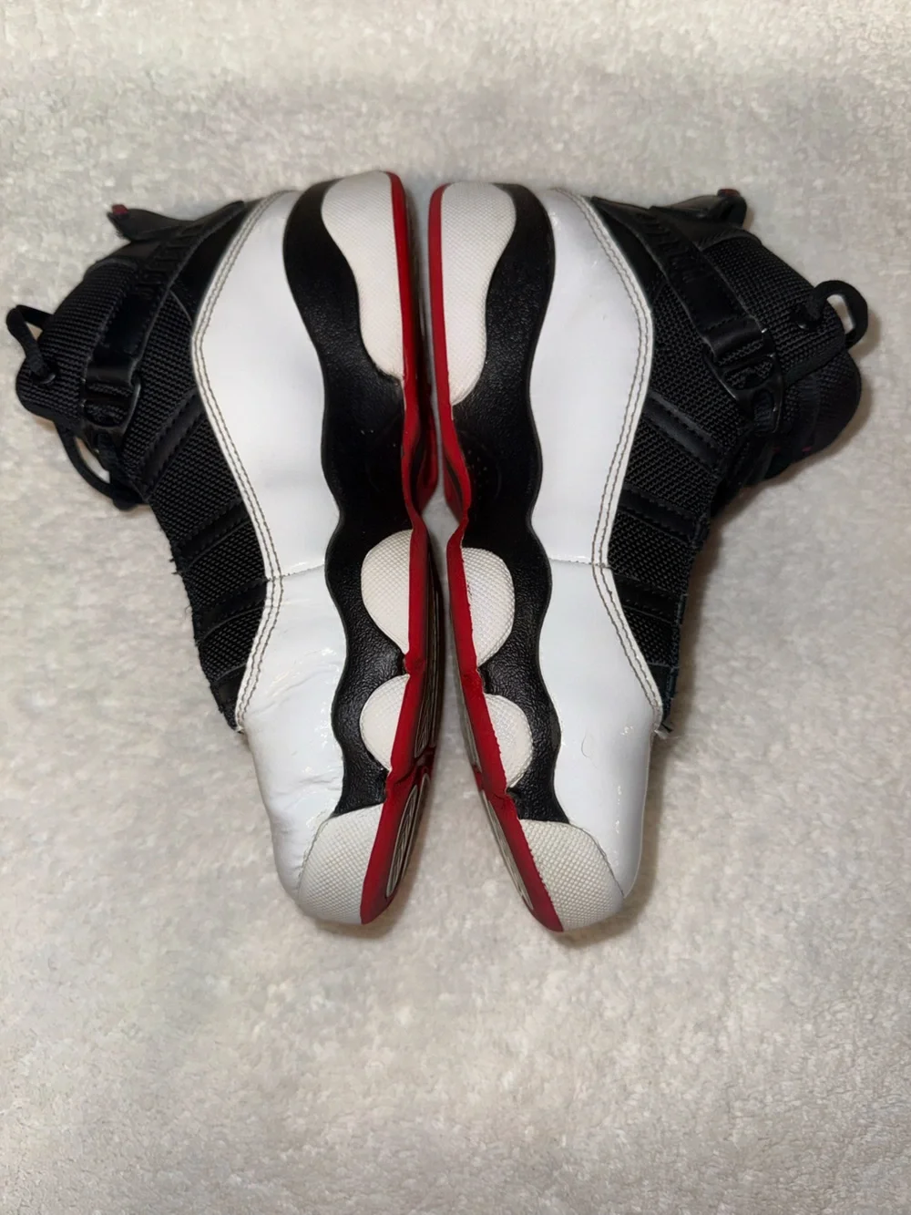 Nike Air 6 Rings Black/White/Red High-Top University Sneakers Size 2Y